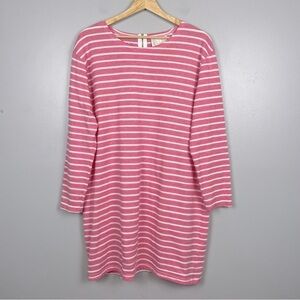Sail to Sable pink & white stripe long sleeve shift style mini dress, XL.